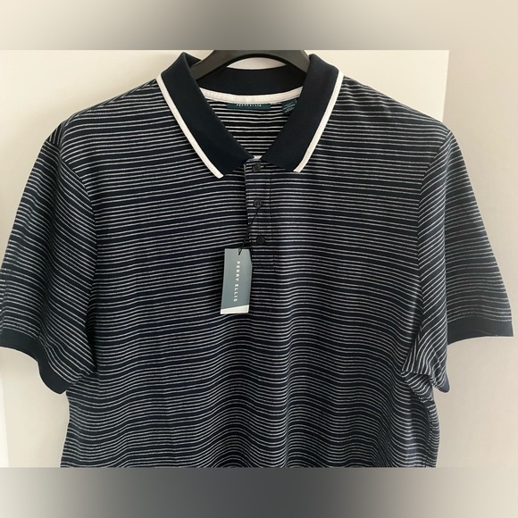 Perry Ellis 100% Cotton Short Sleeve Knitted Stripe Polo sz XXL - Picture 2 of 15